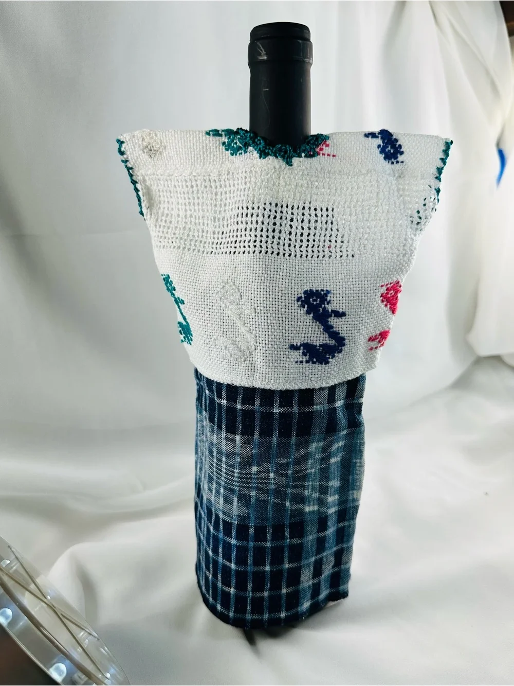 Handwoven Guatemalan Huipil & Corte Wine Bottle Cover